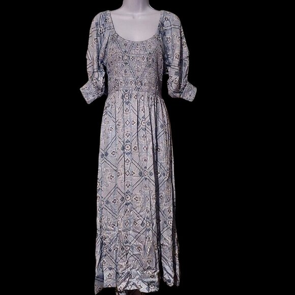 Omika Baby Blue Floral Blair Midi Addison Harbor Dress Smocked Tiered. XL NWT - Picture 1 of 11